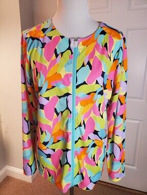 Sport Savvt Colorful Abstract Zip-Front Jacket - Bright Multicolor